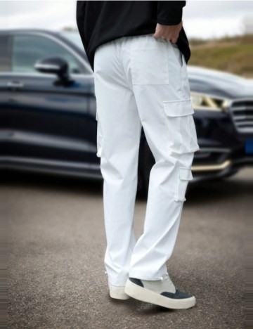 Pantaloni Shein MANFINITY, alb