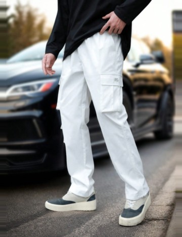 Pantaloni Shein MANFINITY, alb