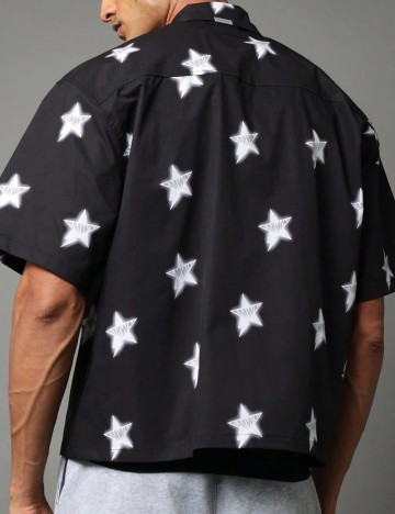 Cămașă cu m&acirc;necă scurtă Shein SUMWON, negru