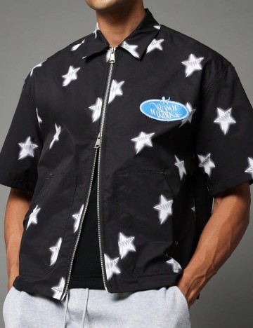 Cămașă cu m&acirc;necă scurtă Shein SUMWON, negru