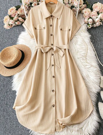 Rochie midi Shein Curve+, bej