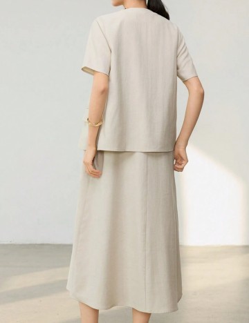 Set rochie și vestă Shein DAZY  LESS, bej