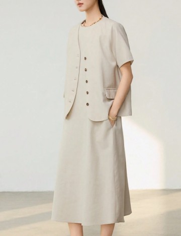 Set rochie și vestă Shein DAZY  LESS, bej