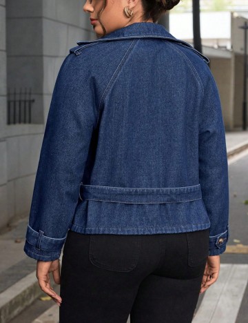 Jachetă De Blugi Shein Curve+, albastru