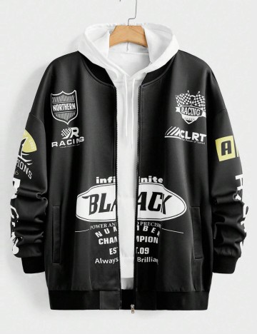 Bluză cu fermoar Shein MANFINITY, negru