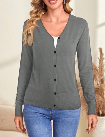 Bluză cu nasturi Shein Emery Rose, gri