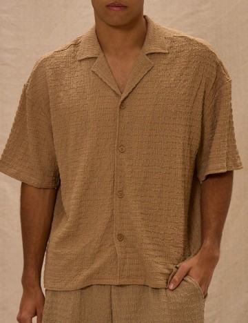Cămașă cu m&acirc;necă scurtă Shein MUSERO, maro