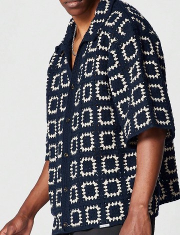 Cămașă casual Shein SUMMON, albastru