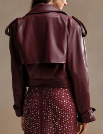 Jachetă imitație de piele Shein, vișiniu