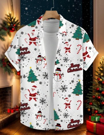 Cămașă cu m&acirc;necă scurtă Shein MANFINITY, alb