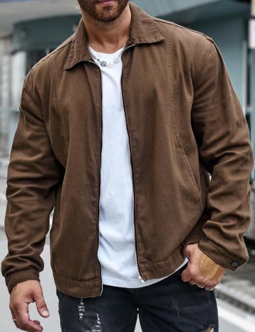 Jachetă De Blugi Shein MANFINITY, maro