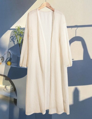 Cardigan lung Shein, crem