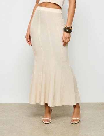 Fustă midi Shein AIIRZ, bej