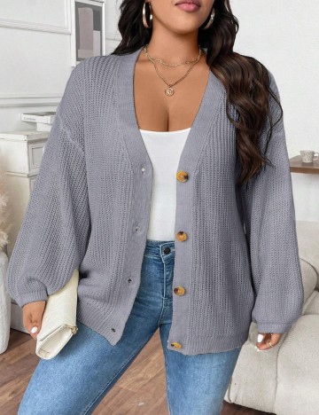 Cardigan Shein Curve+, gri