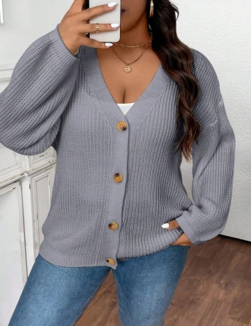Cardigan Shein Curve+, gri