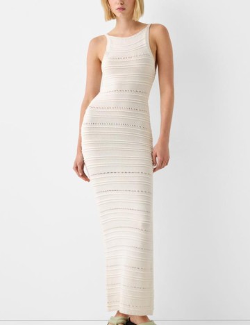 Rochie maxi Bershka, crem