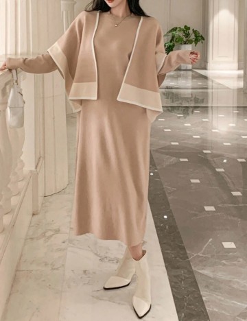 Set rochie și bolero Shein DAZY, bej