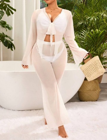 Compleu de plajă Shein Curve+, alb