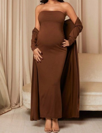 Set Rochie și Cardigan Shein, maro