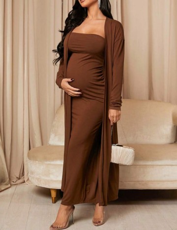Set Rochie și Cardigan Shein, maro