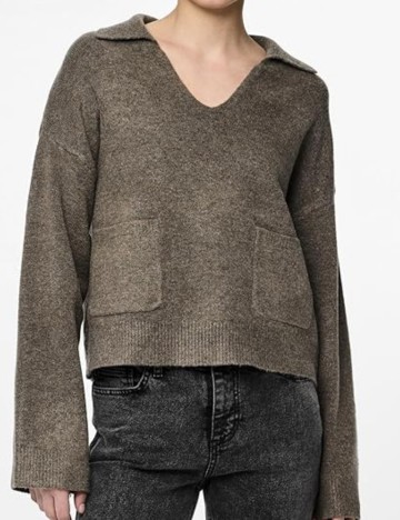 Pulover Pieces, maro