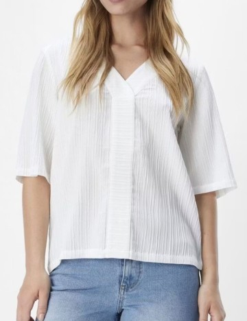 Cămașă cu m&acirc;necă scurtă Object, alb