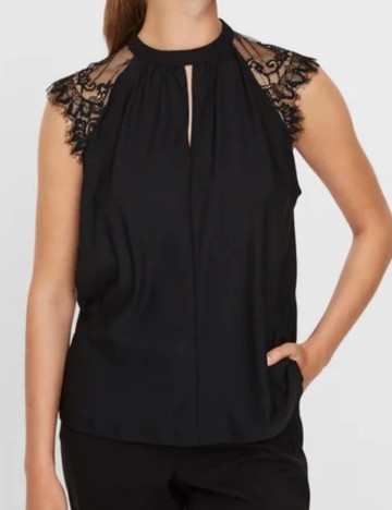 Cămașă cu m&acirc;necă scurtă Vero Moda, negru