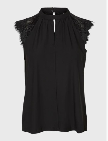 Cămașă cu m&acirc;necă scurtă Vero Moda, negru
