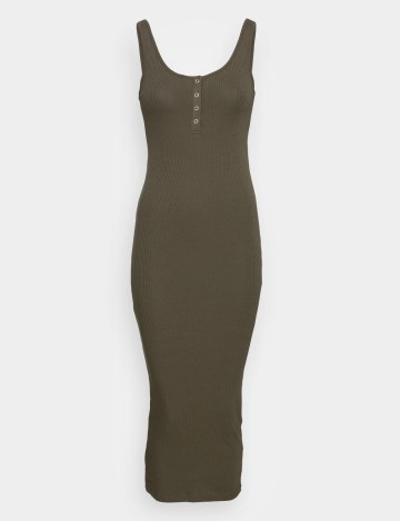 Rochie maxi Pieces, kaki