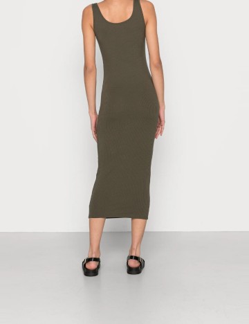 Rochie maxi Pieces, kaki