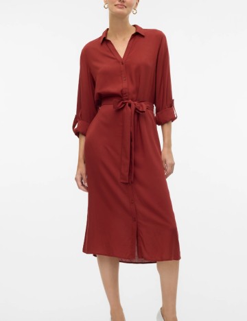 Rochie midi Vero Moda, cărămiziu