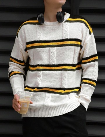 Pulover Shein MANFINITY, crem