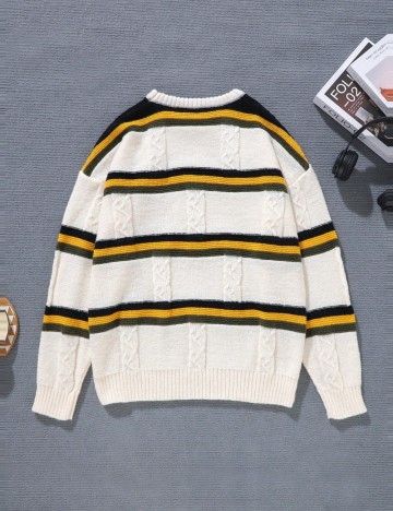 Pulover Shein MANFINITY, crem