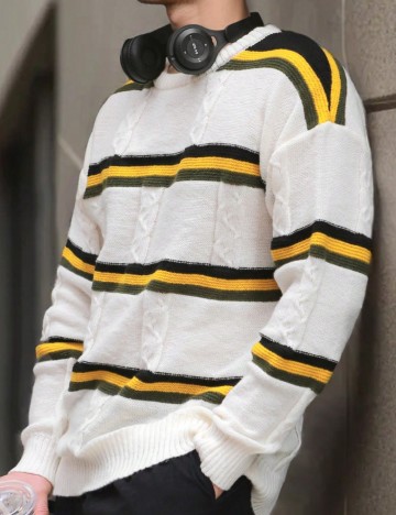 Pulover Shein MANFINITY, crem