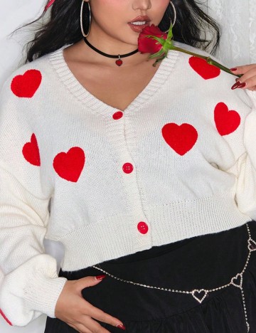 Cardigan Shein Curve+, crem