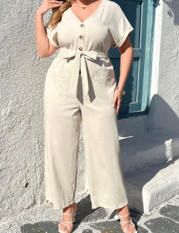 Salopetă lungă Shein Curve+, crem