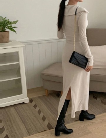 Rochie maxi Shein DAZY, crem