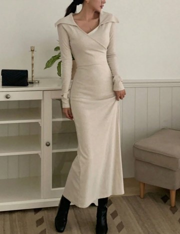 Rochie maxi Shein DAZY, crem