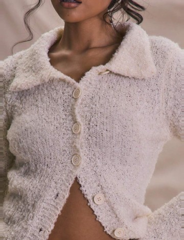 Pulover cu nasturi Shein MUSERA, crem