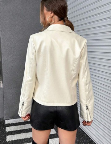 Jachetă imitație de piele Shein, crem