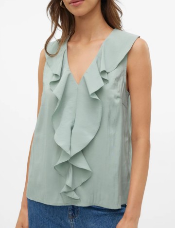 Cămașă cu m&acirc;necă scurtă AWARE by VERO MODA, verde