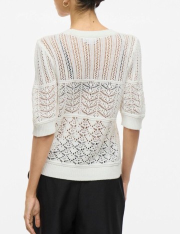 Pulover cu m&acirc;necă scurtă Vila, alb