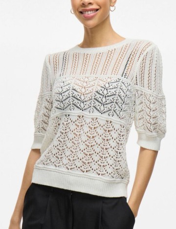 Pulover cu m&acirc;necă scurtă Vila, alb