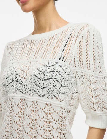 Pulover cu m&acirc;necă scurtă Vila, alb