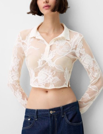 Bluză Bershka, crem