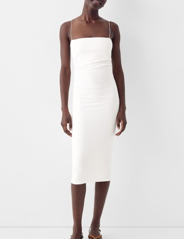 Rochie midi Bershka, alb
