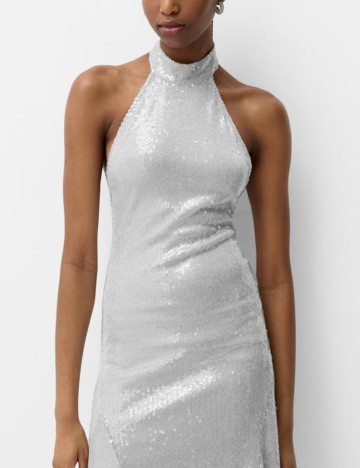 Rochie midi Bershka, argintiu