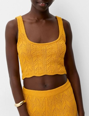 Top Bershka, galben muștar