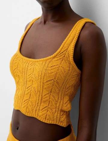 Top Bershka, galben muștar