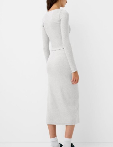 Fustă midi Bershka, gri